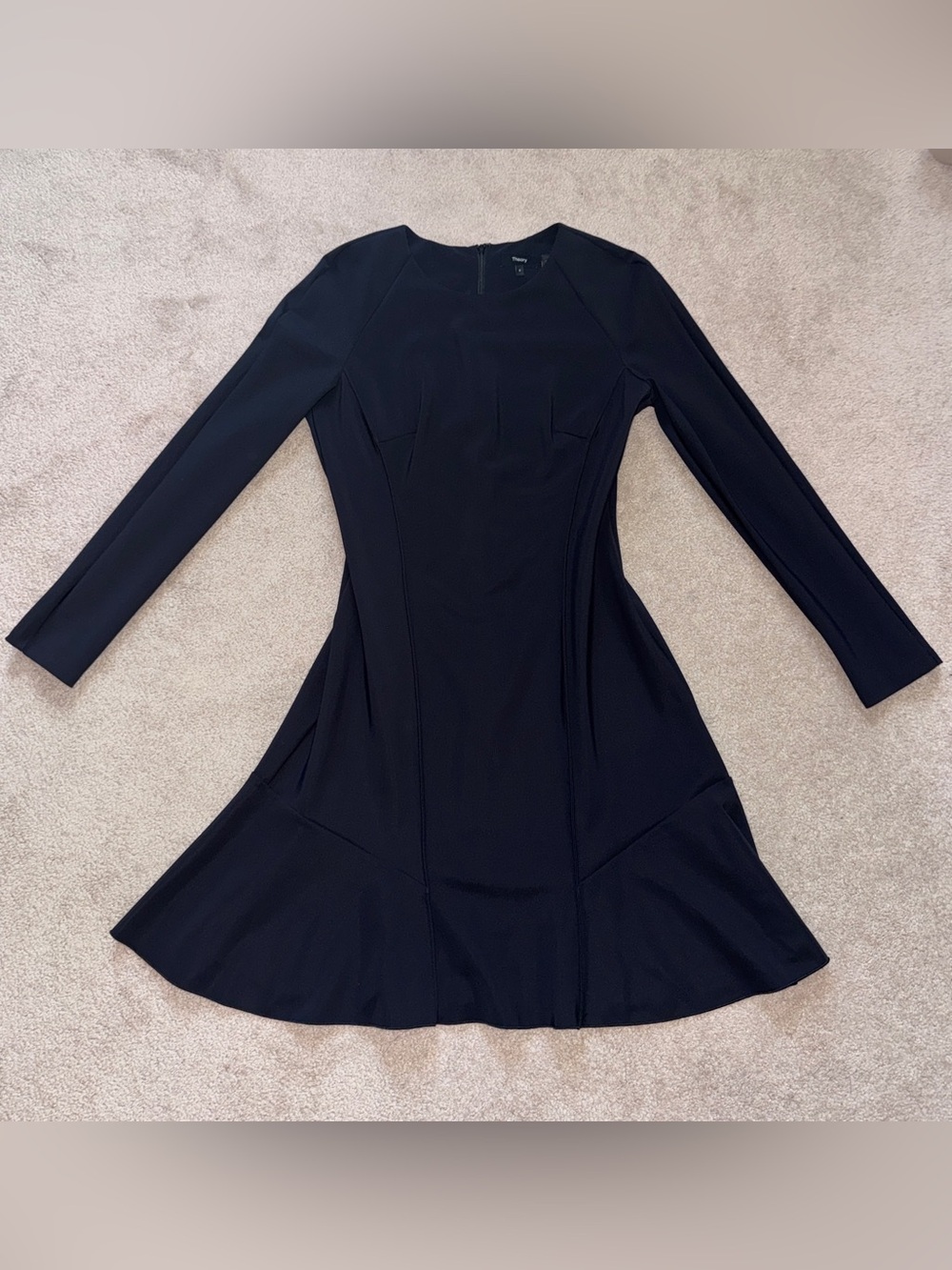 Theory Black Long-Sleeve A-Line Dress - Picture 3 of 12